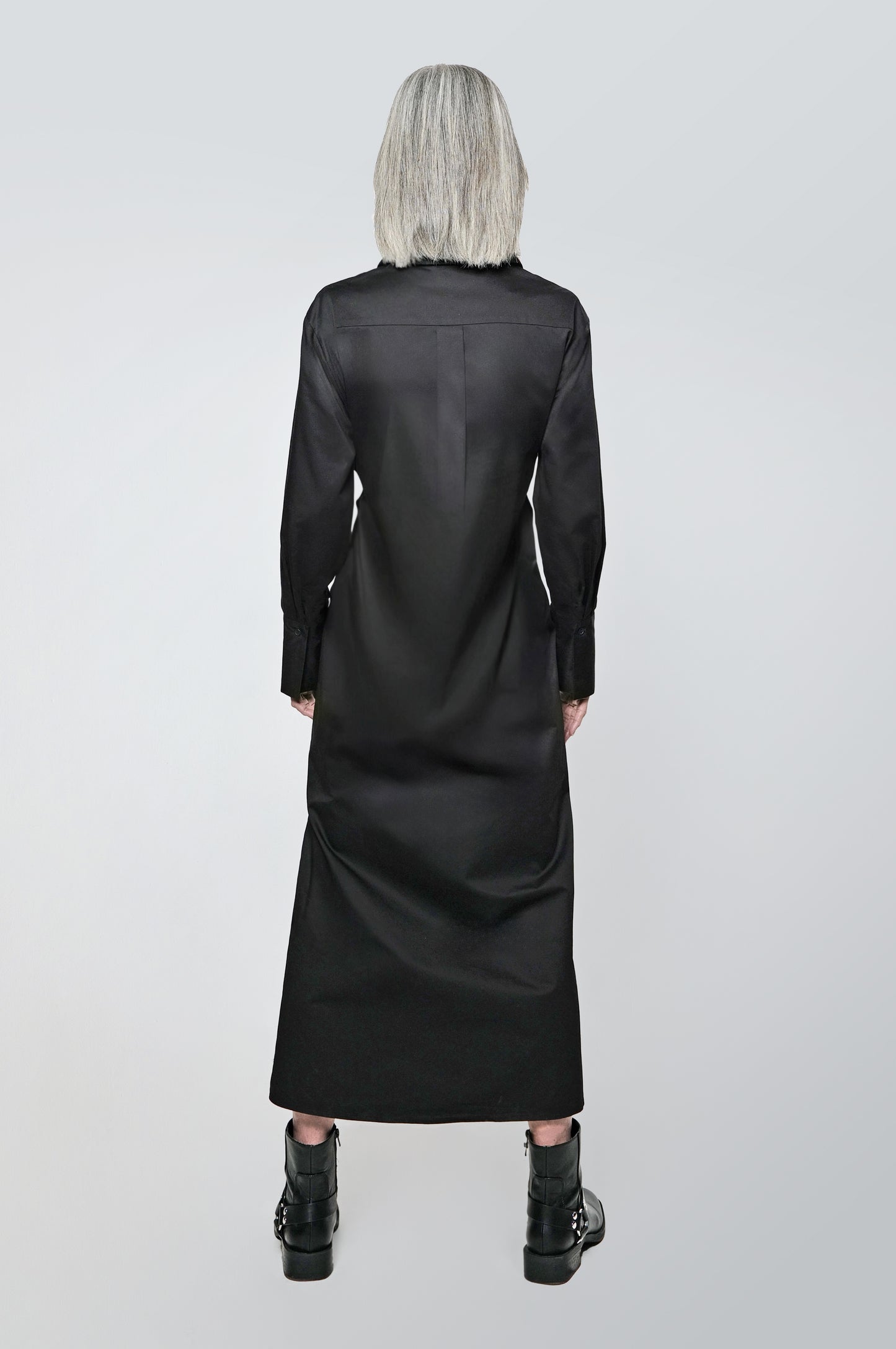 The Wrap Button Down Maxi Dress in Black