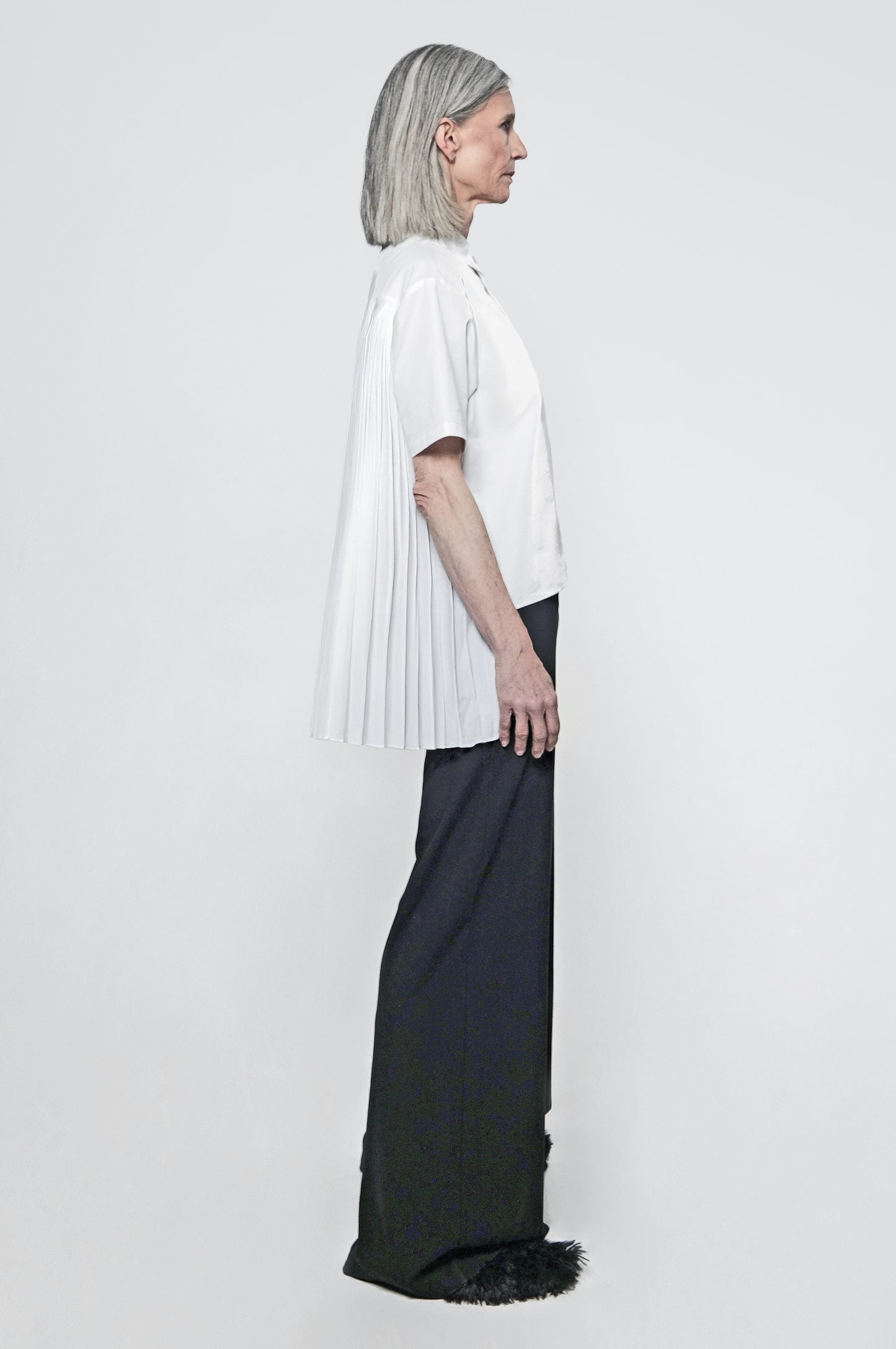 The Pleated Back Button Down Shirt in White