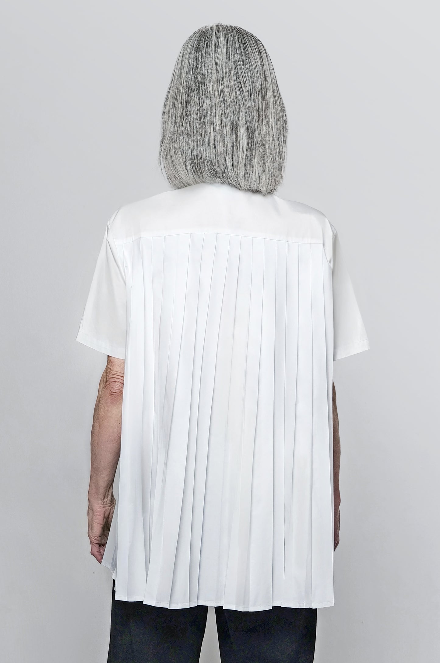 The Pleated Back Button Down Shirt in White