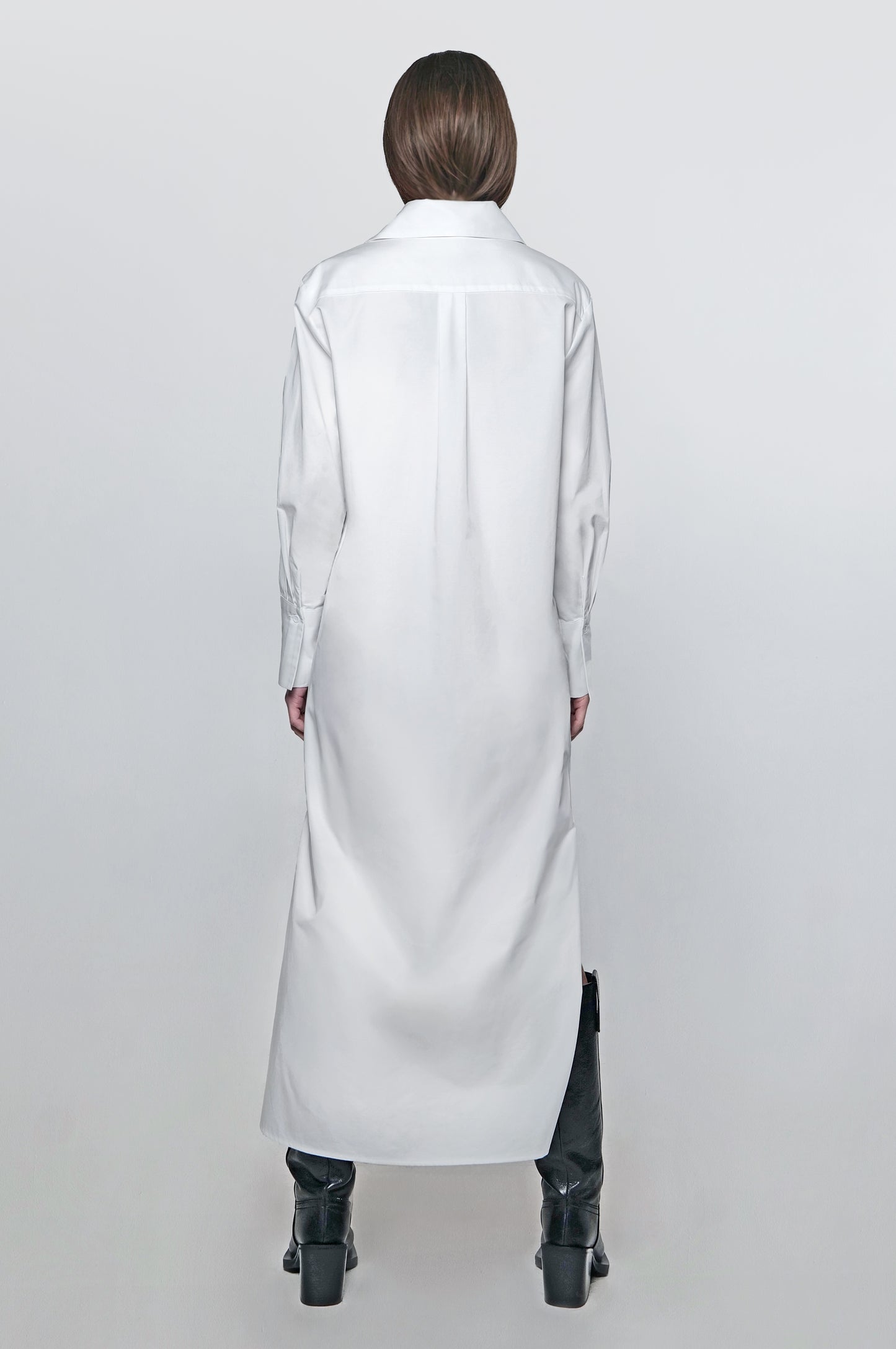 The Wrap Button Down Maxi Dress in White