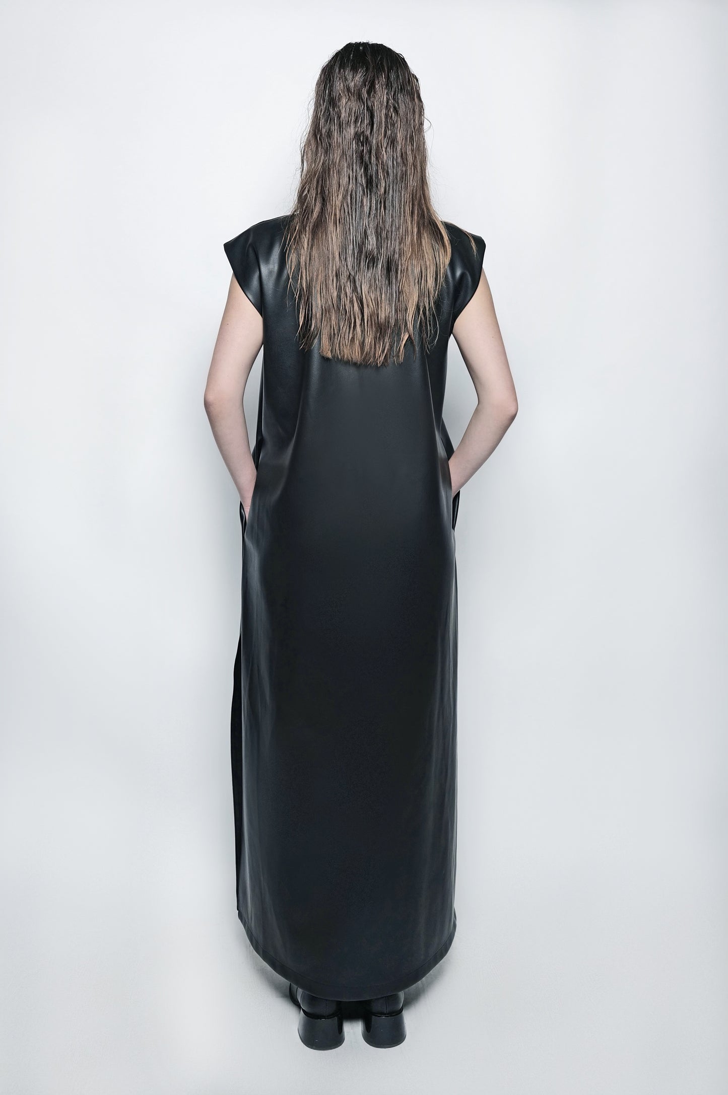 The Leather V Maxi Dress