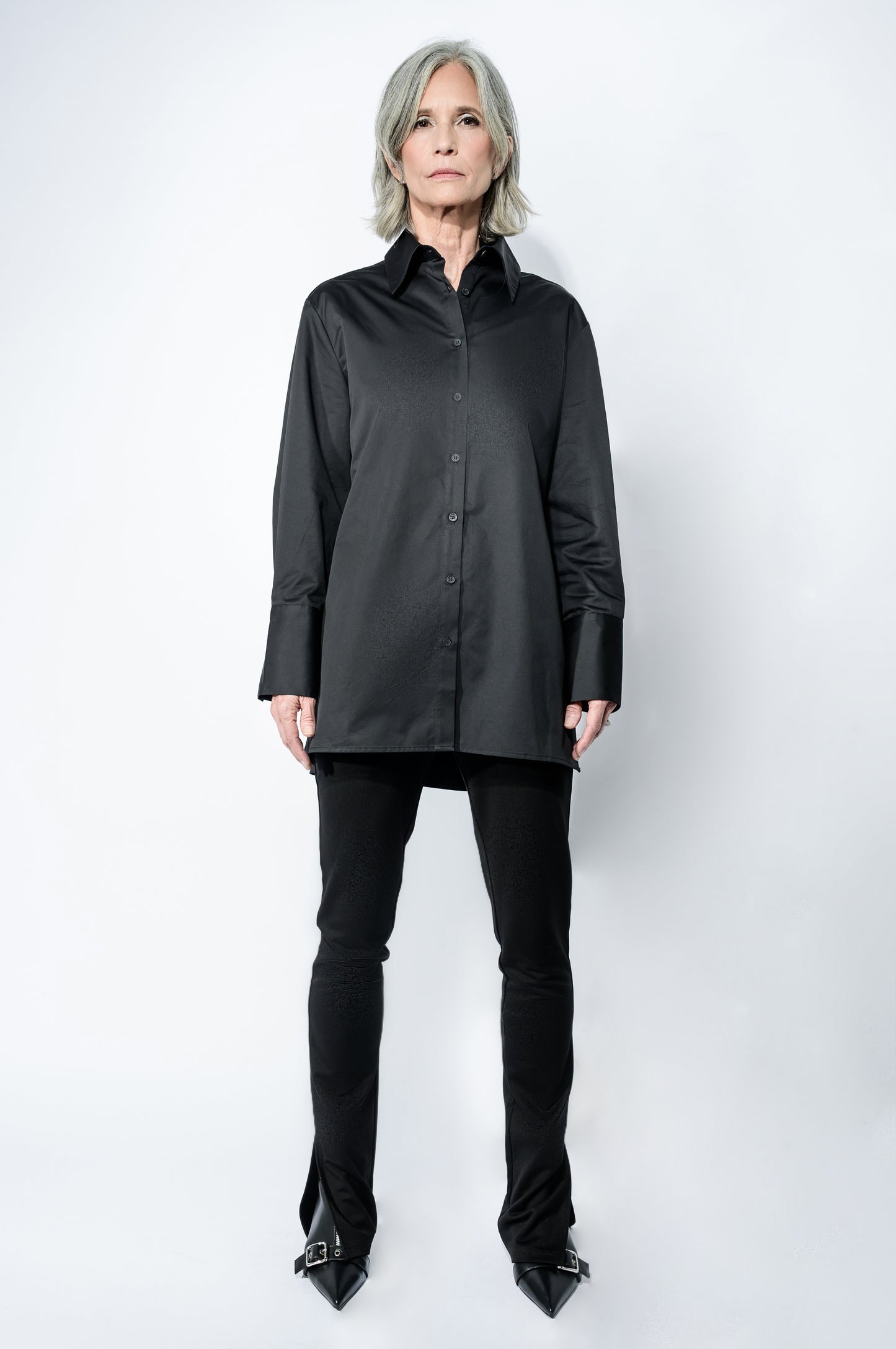 The Wrap Button Down Shirt in Black