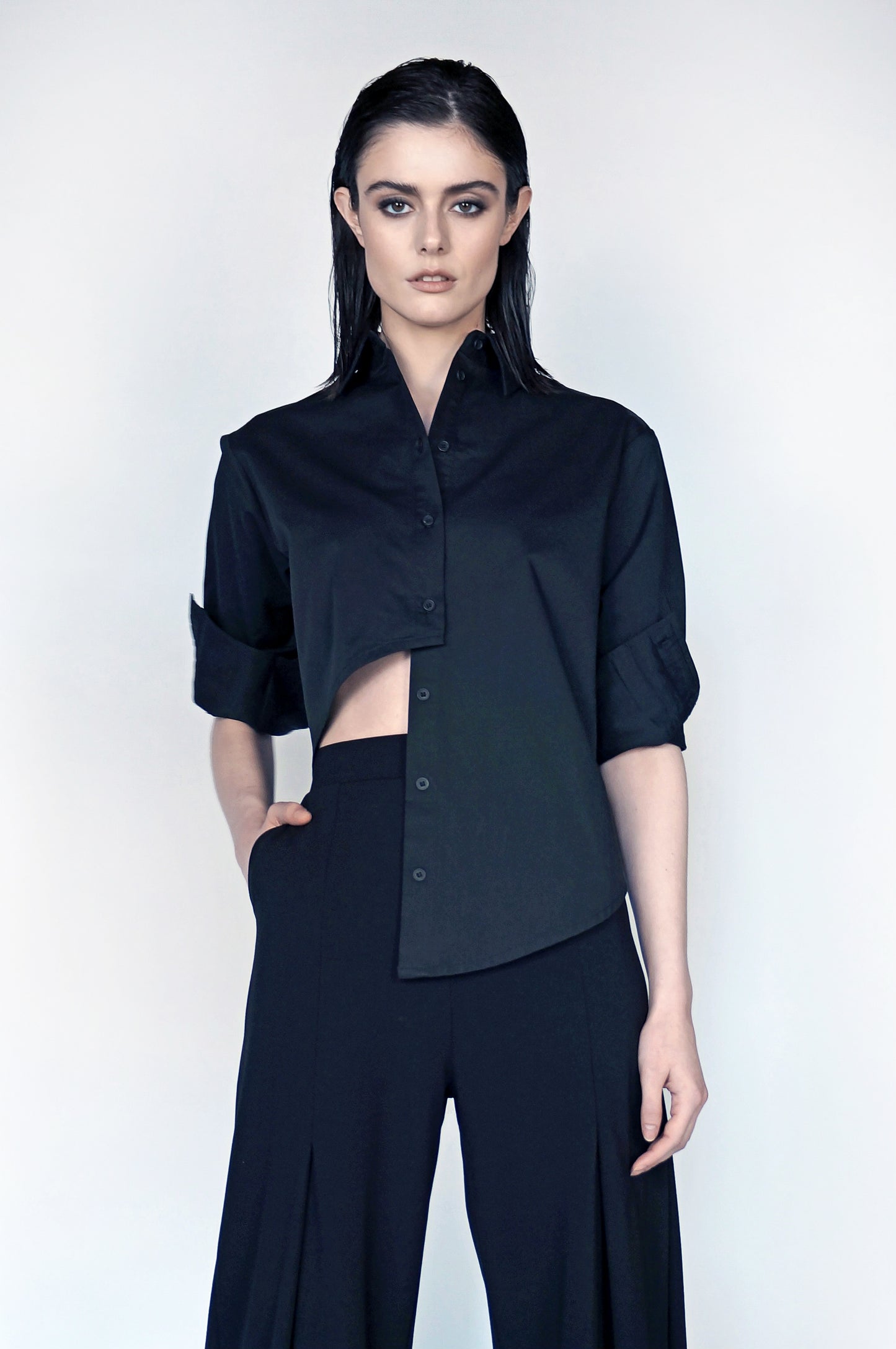 The Asymmetric Button Down in Black