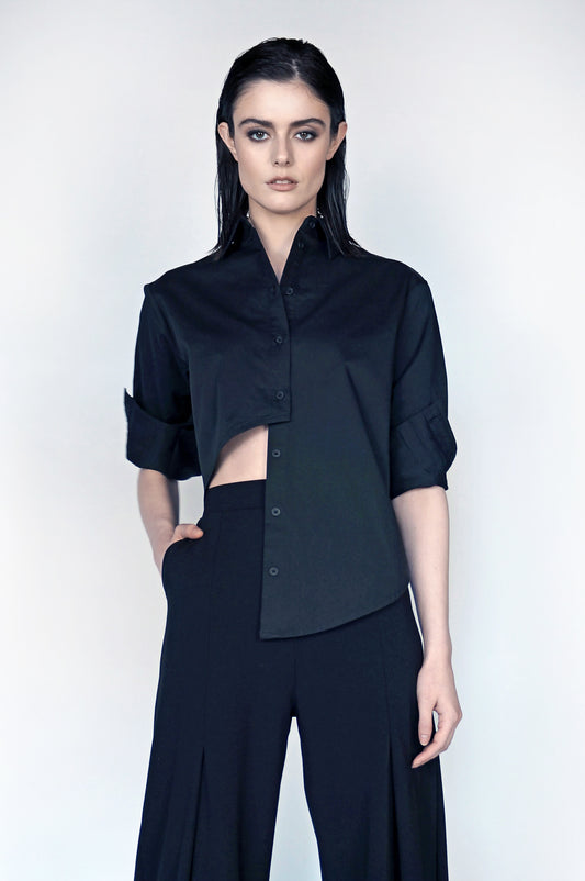 The Asymmetric Button Down in Black