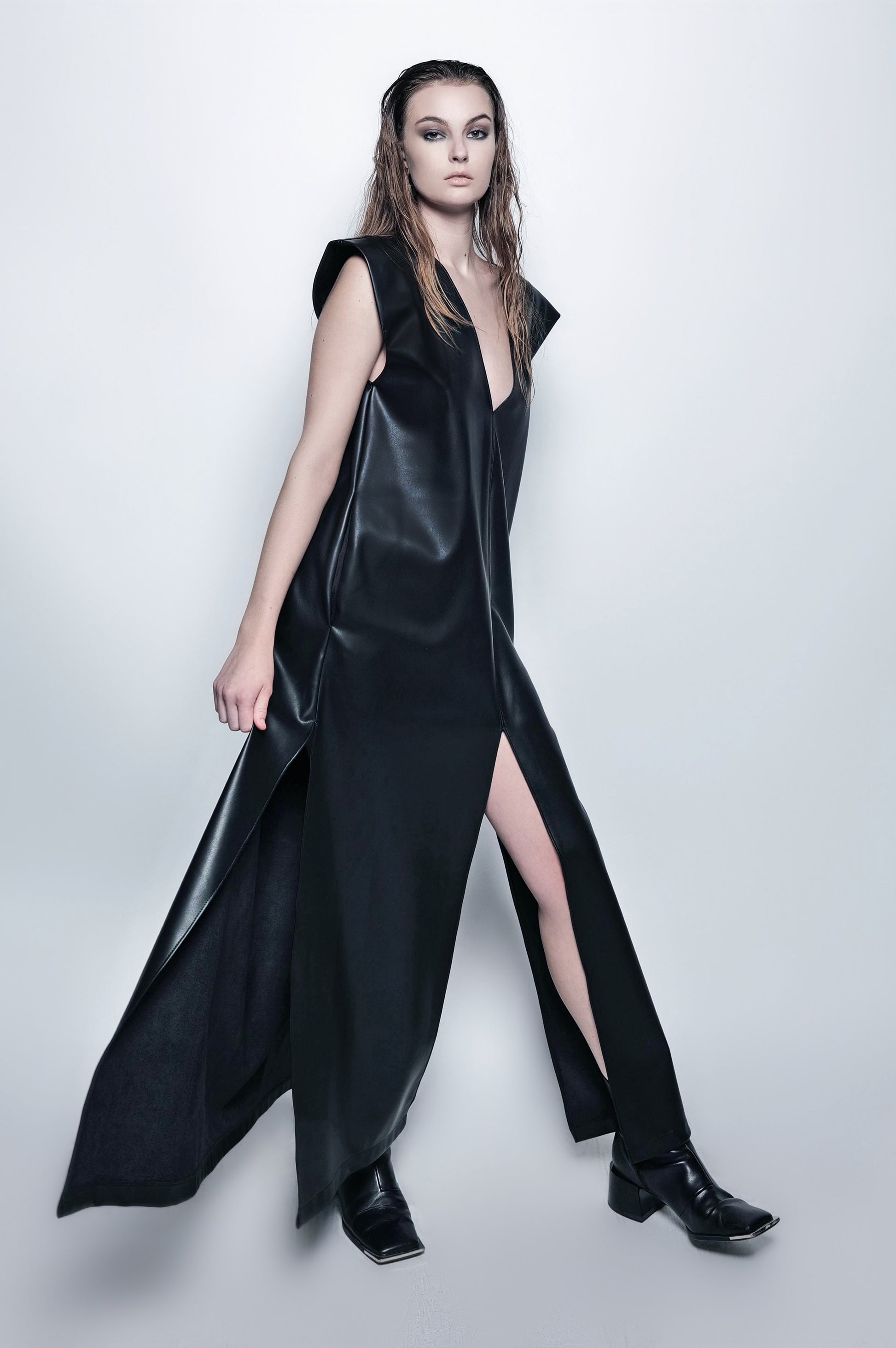 The Leather V Maxi Dress Article X The Leather V Maxi Dress Article X