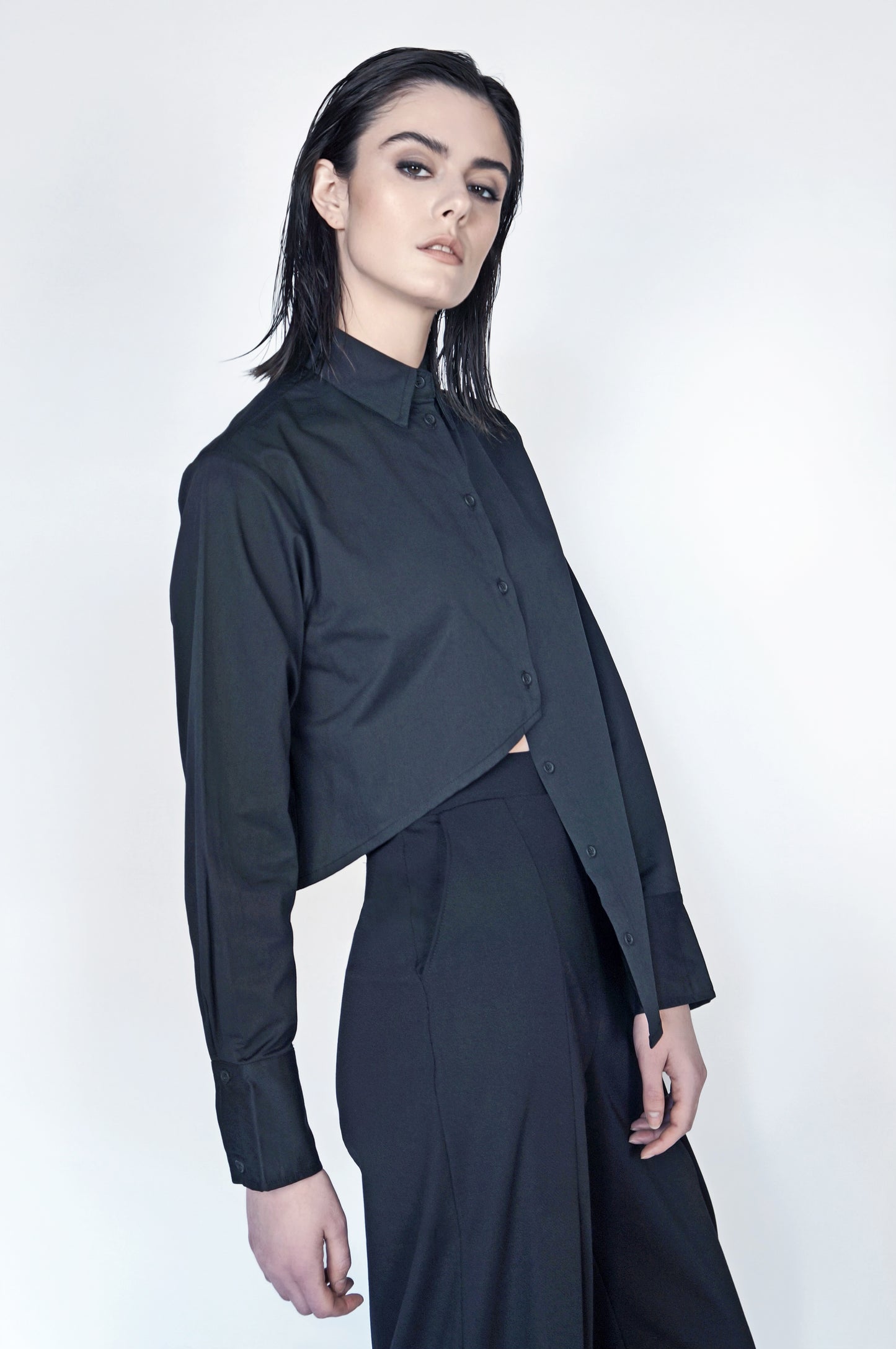 The Asymmetric Button Down in Black