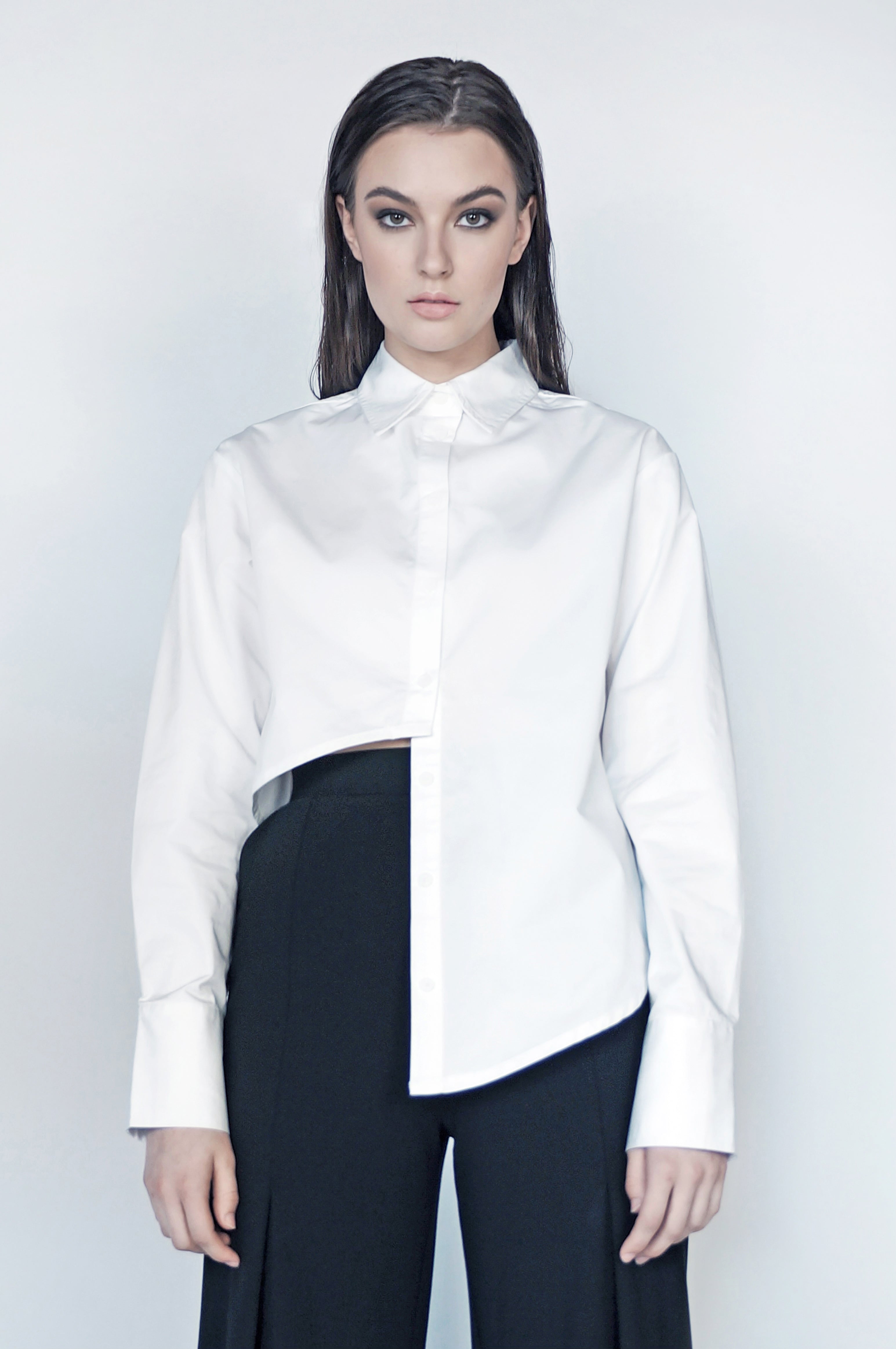 Silk buy Asymmetrical Button-down Shirt