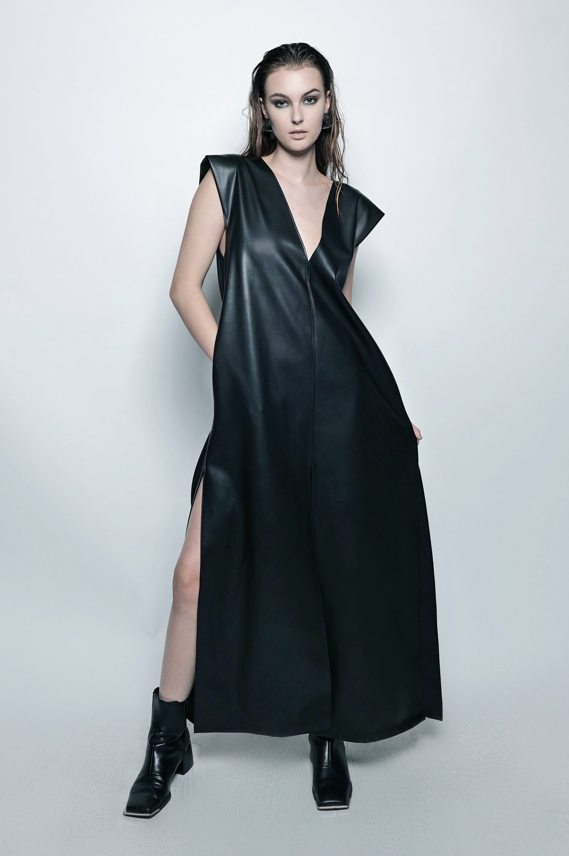 The Leather V Maxi Dress Article X The Leather V Maxi Dress Article X